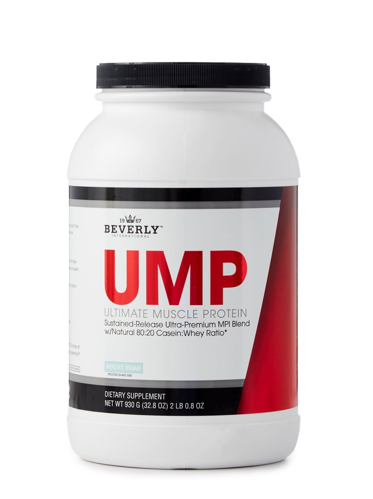 UMP Rocky Road powder jar highlighting the lean protein base.