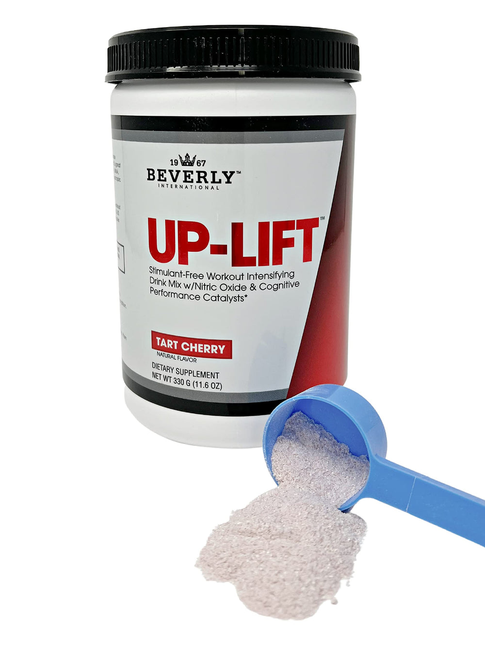 Beverly International Up-Lift bottle pouring for caffeine-free workout energy