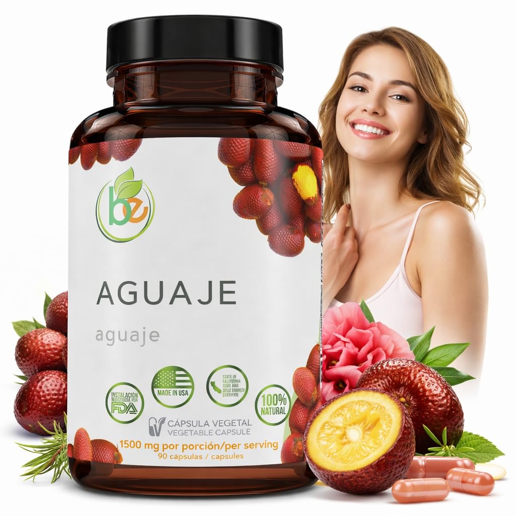 B-Experts Aguaje capsules bottle on a clean surface for natural balance support