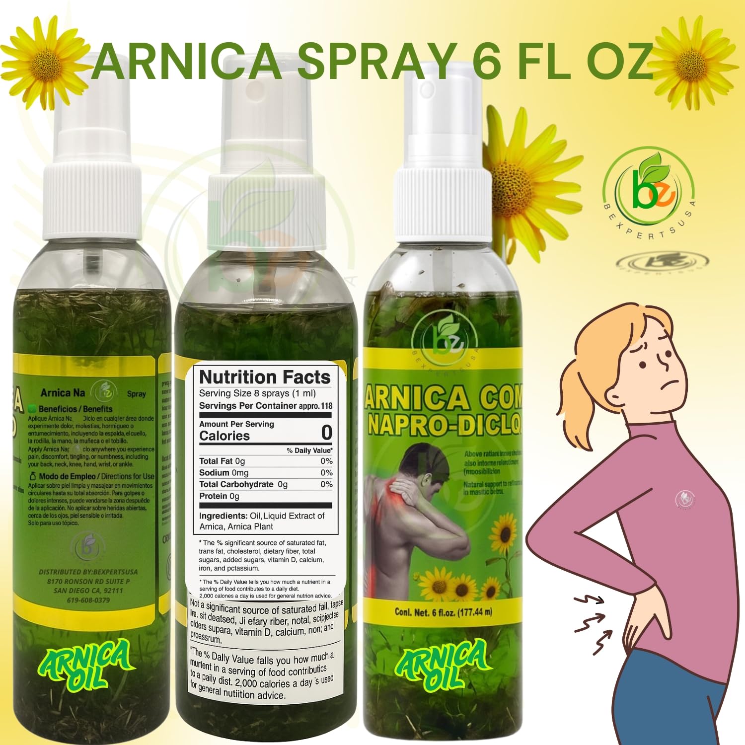 BEXPERTSUSA Arnica massage oil in action for full-body or targeted massage.