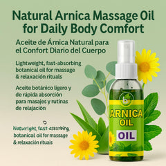 Hands massaging with BEXPERTSUSA Arnica Massage Oil for muscle comfort and relaxation.