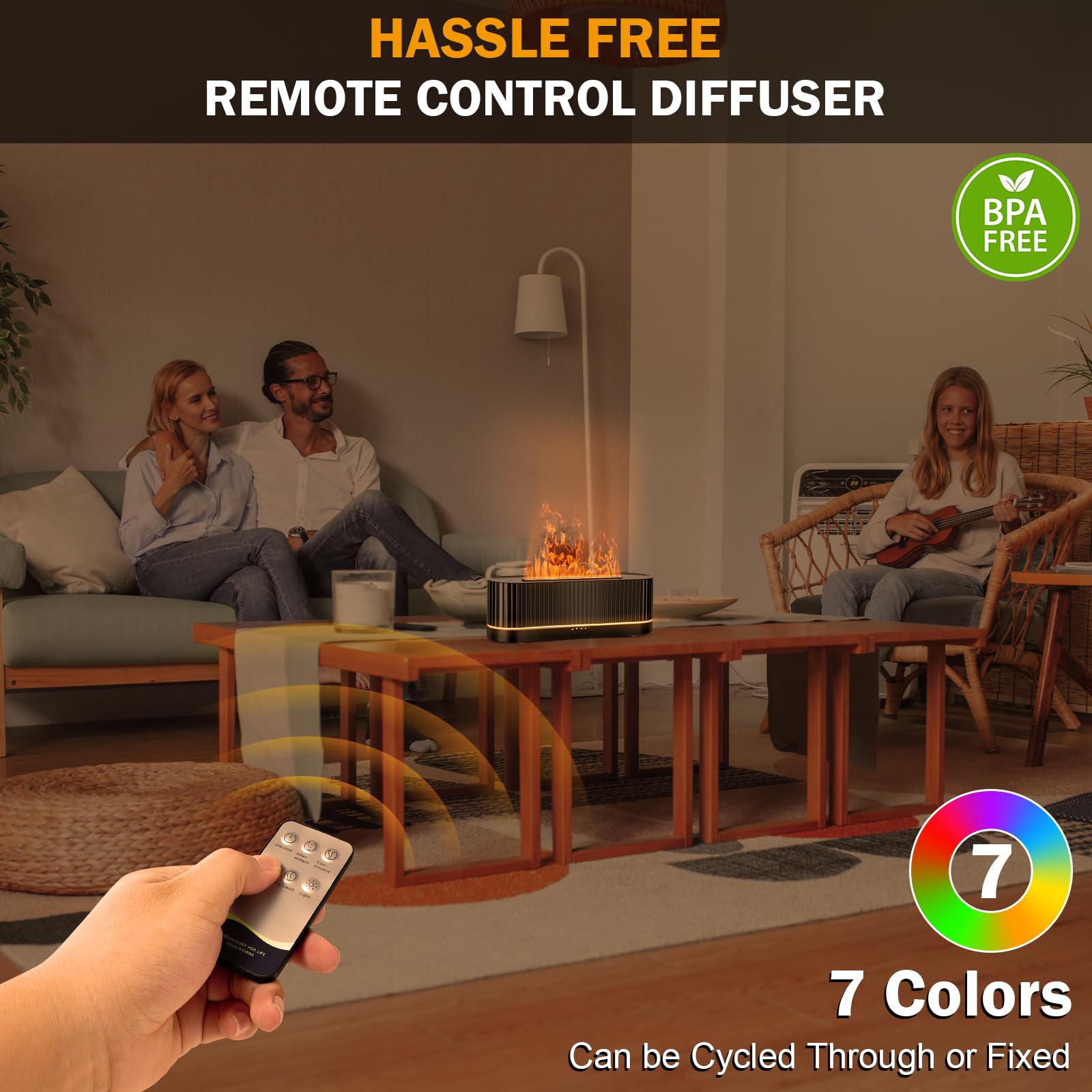 Beyn diffuser with 7-color LEDs enhances mood lighting at home