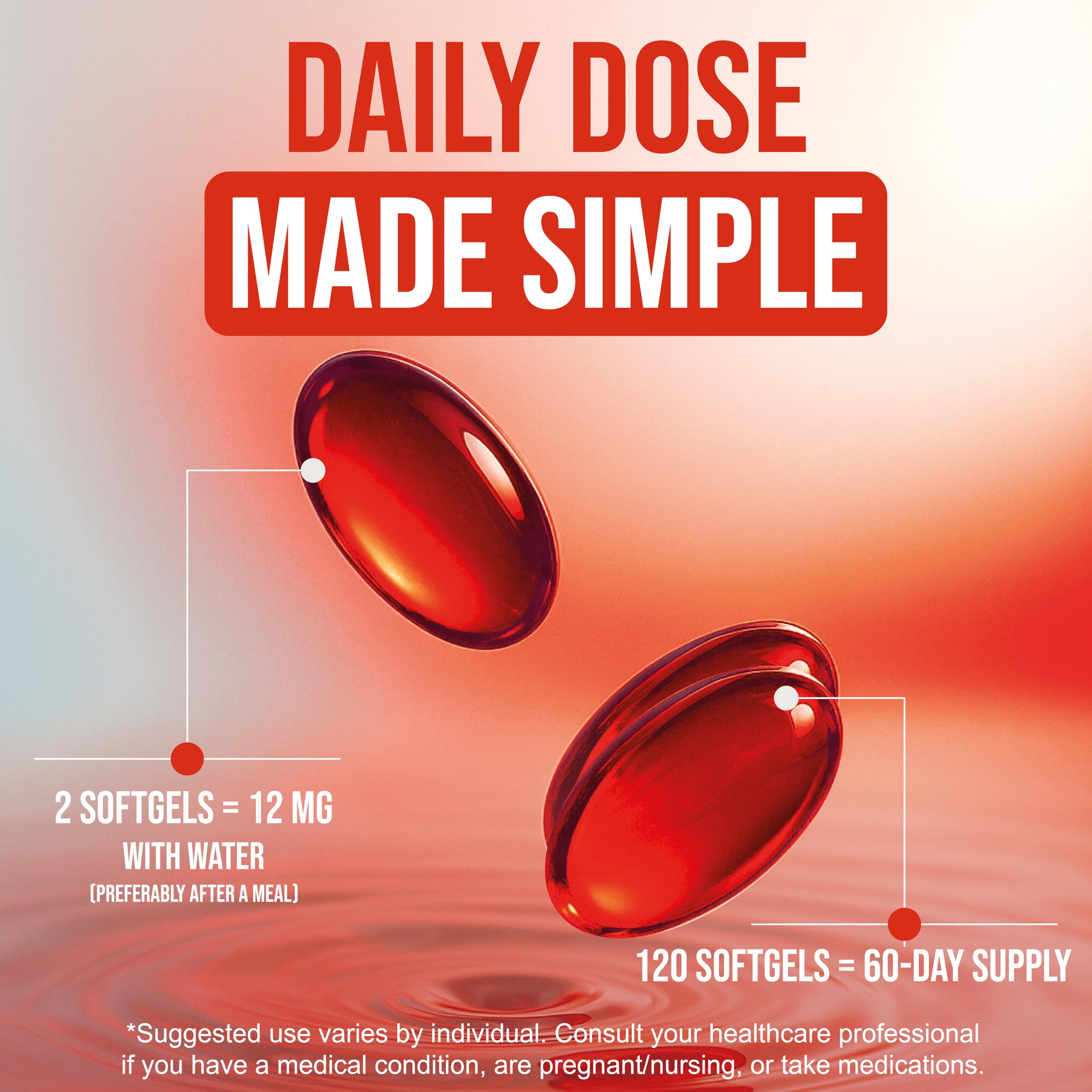 BEYOND LONGEVITY Astaxanthin sourced from microalgae, showcasing natural origin