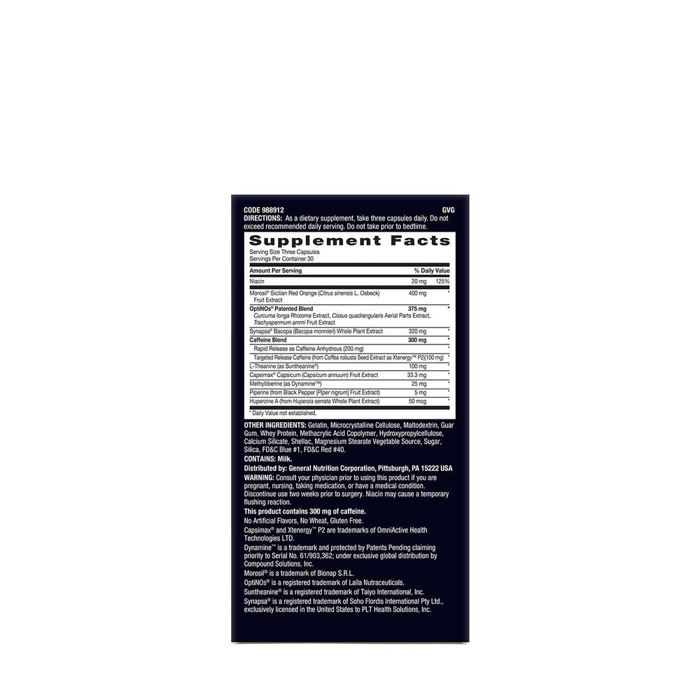 Beyond Raw Burn MF bottle back detailing ingredients for energy and focus during training