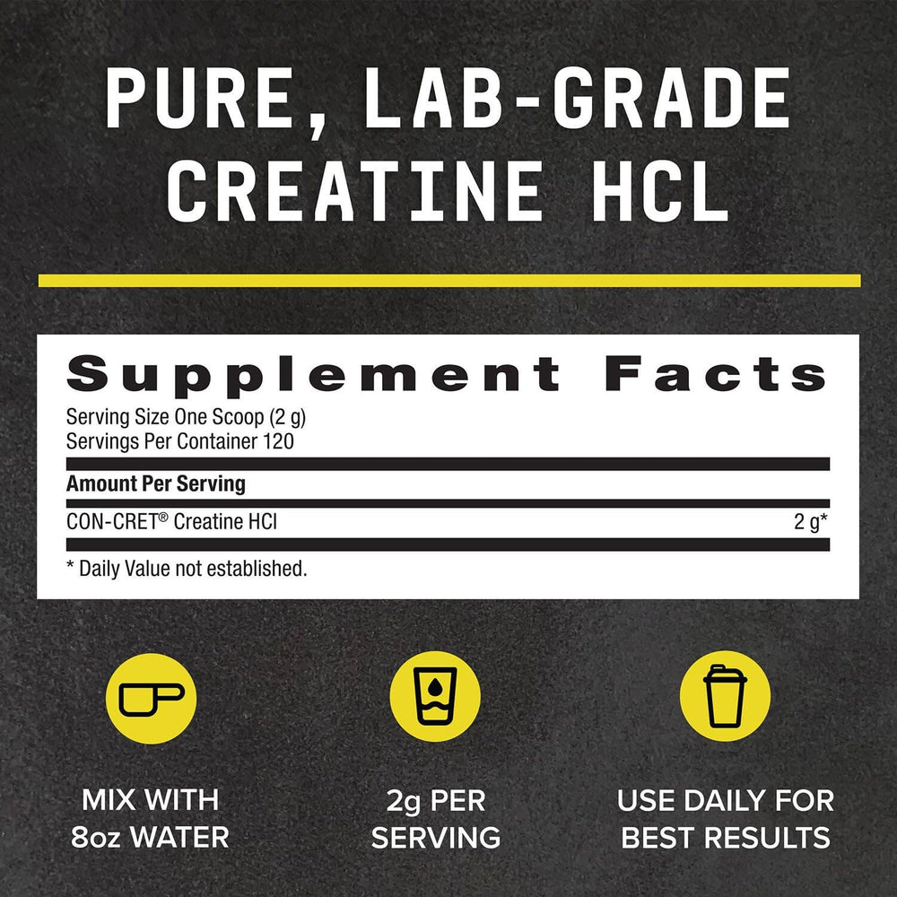 BEYOND RAW Creatine HCl powder label closeup emphasizes lab-grade ingredients