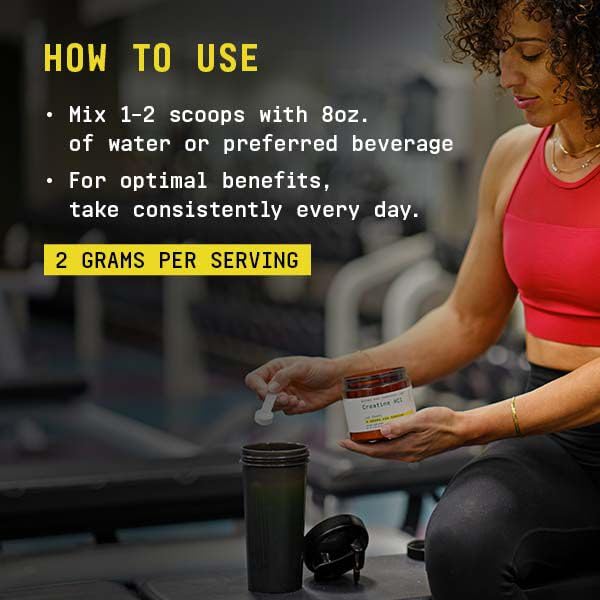 Beyond Raw Creatine HCl powder packaging on card reflects clear ingredient and usage details.