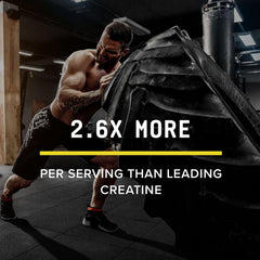 Beyond Raw Creatine HCl powder scoop dissolving illustrates quick mix for workouts.