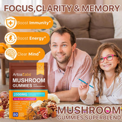Beyxdu Lions Mane gummies bottle promoting mental clarity and focus