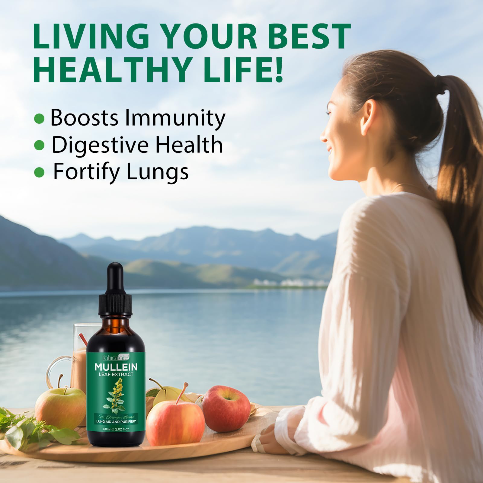 Beyxdu Mullein Leaf Extract bottle with lungs icon