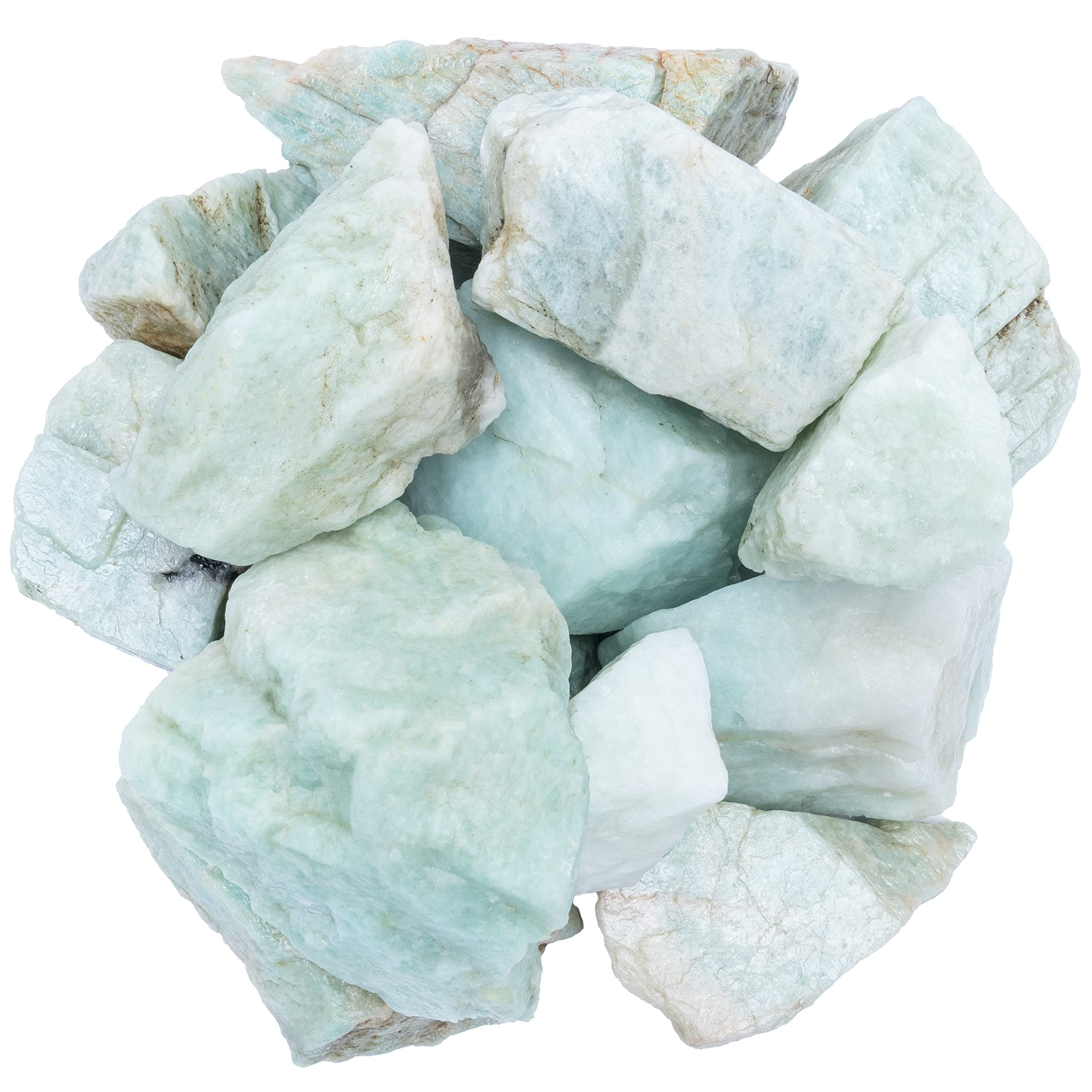 BEZAVO Amazonite rough stones 1lb for meditation and chakra balancing.