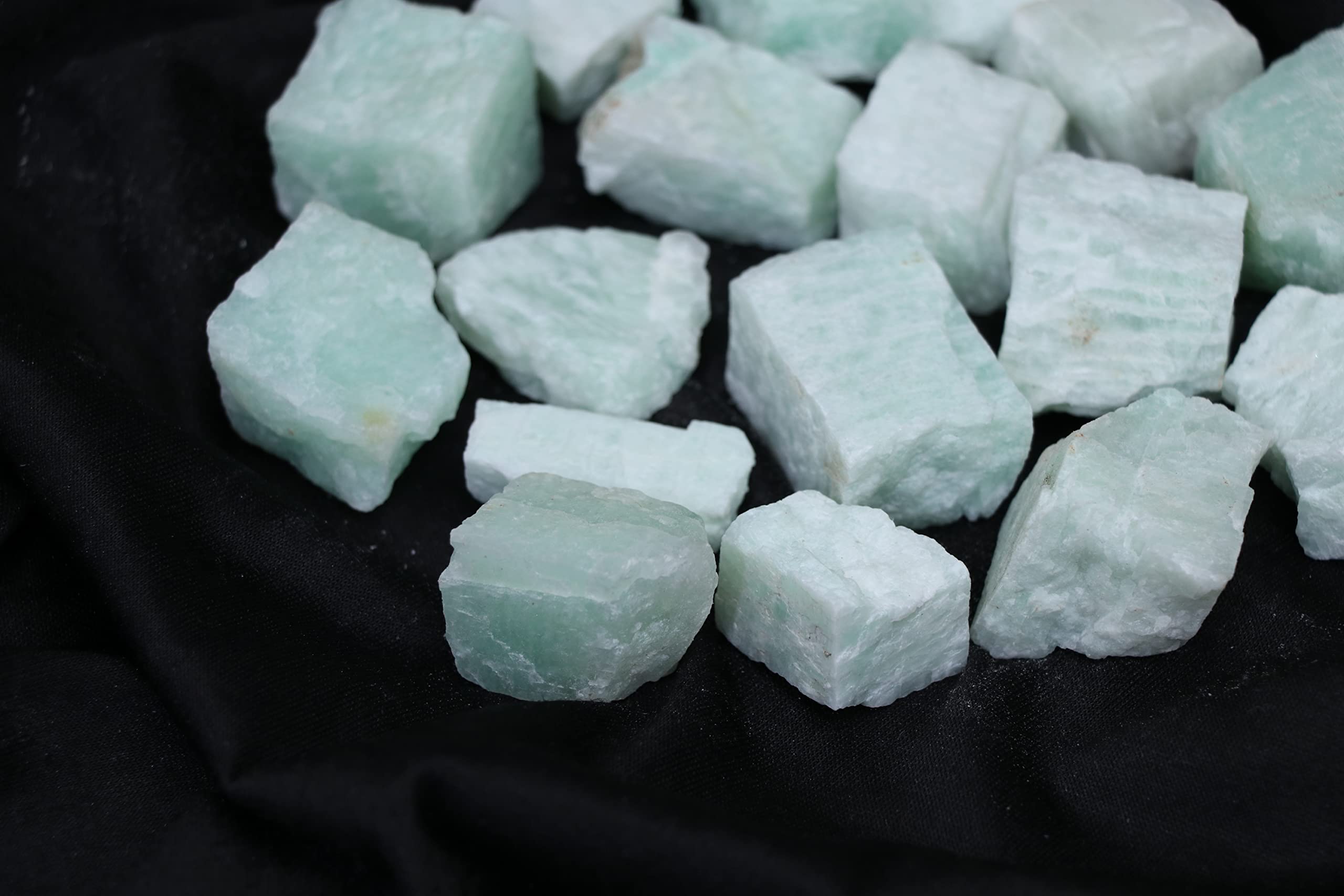 BEZAVO Amazonite rough stones for Reiki and spiritual practice.