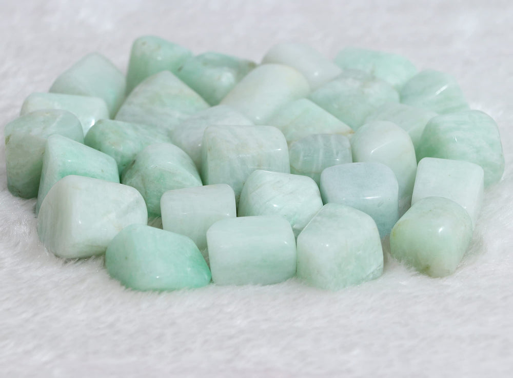 BEZAVO Amazonite stones shown for wedding decor and themed centerpieces.
