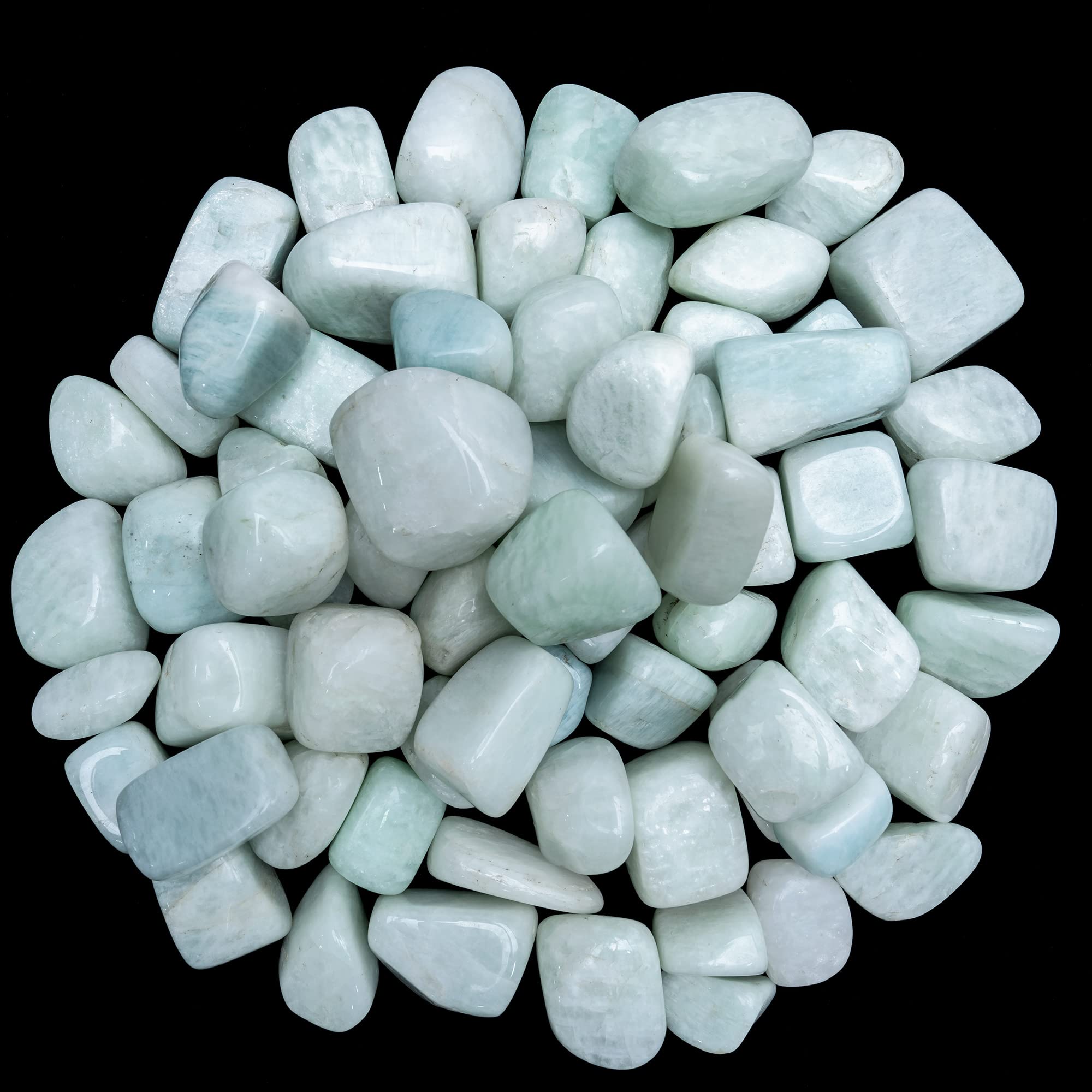 BEZAVO Amazonite tumbled stones with varied sizes for sea-inspired jewelry.