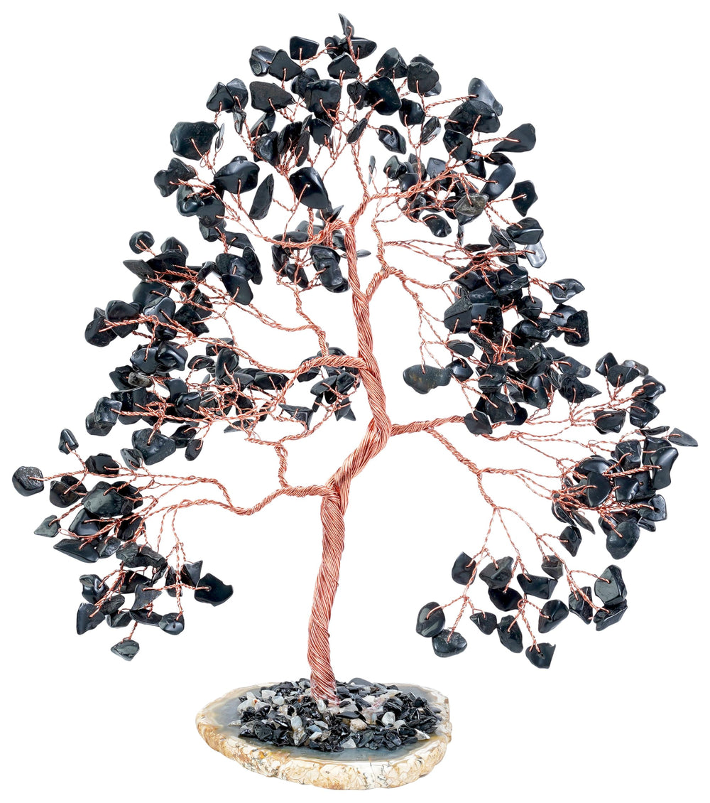 BEZAVO Black Tourmaline Tree of Life bonsai base for home display and positive energy