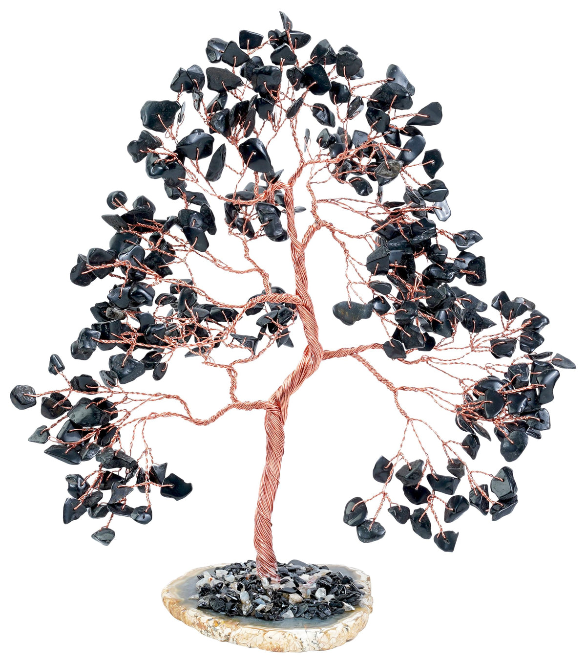 BEZAVO Black Tourmaline Tree of Life bonsai base for home display and positive energy
