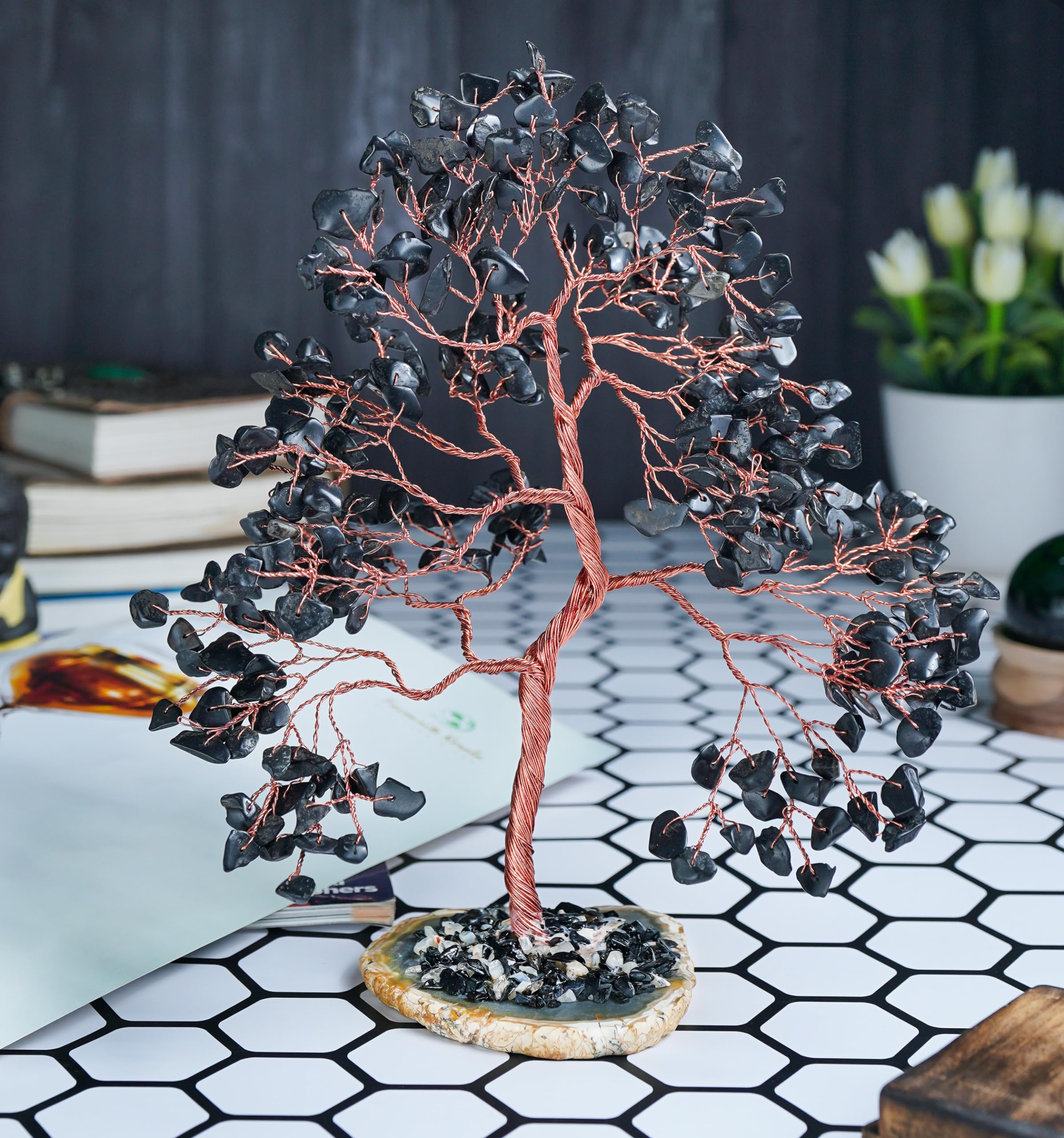 BEZAVO Black Tourmaline Tree of Life wire wrapped branches with artisanal detail