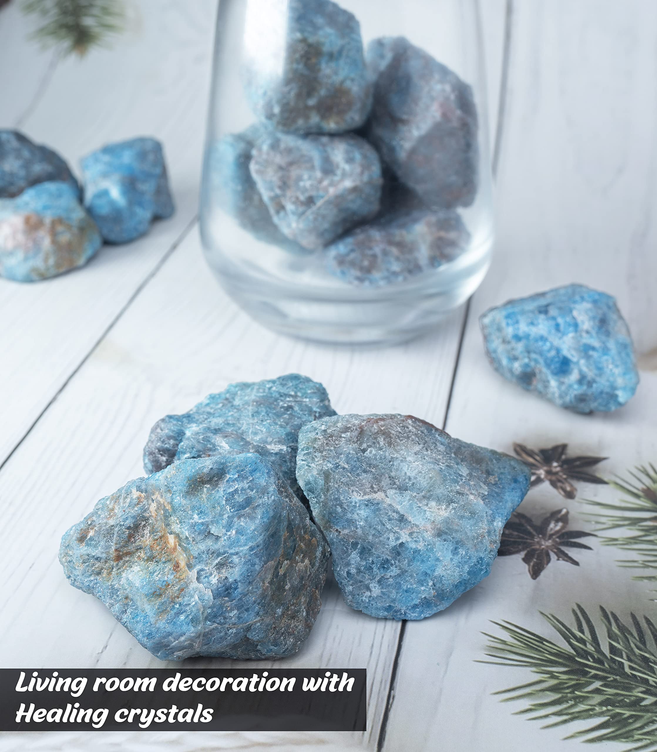 BEZAVO Blue Apatite crystals for home decor and altar displays.