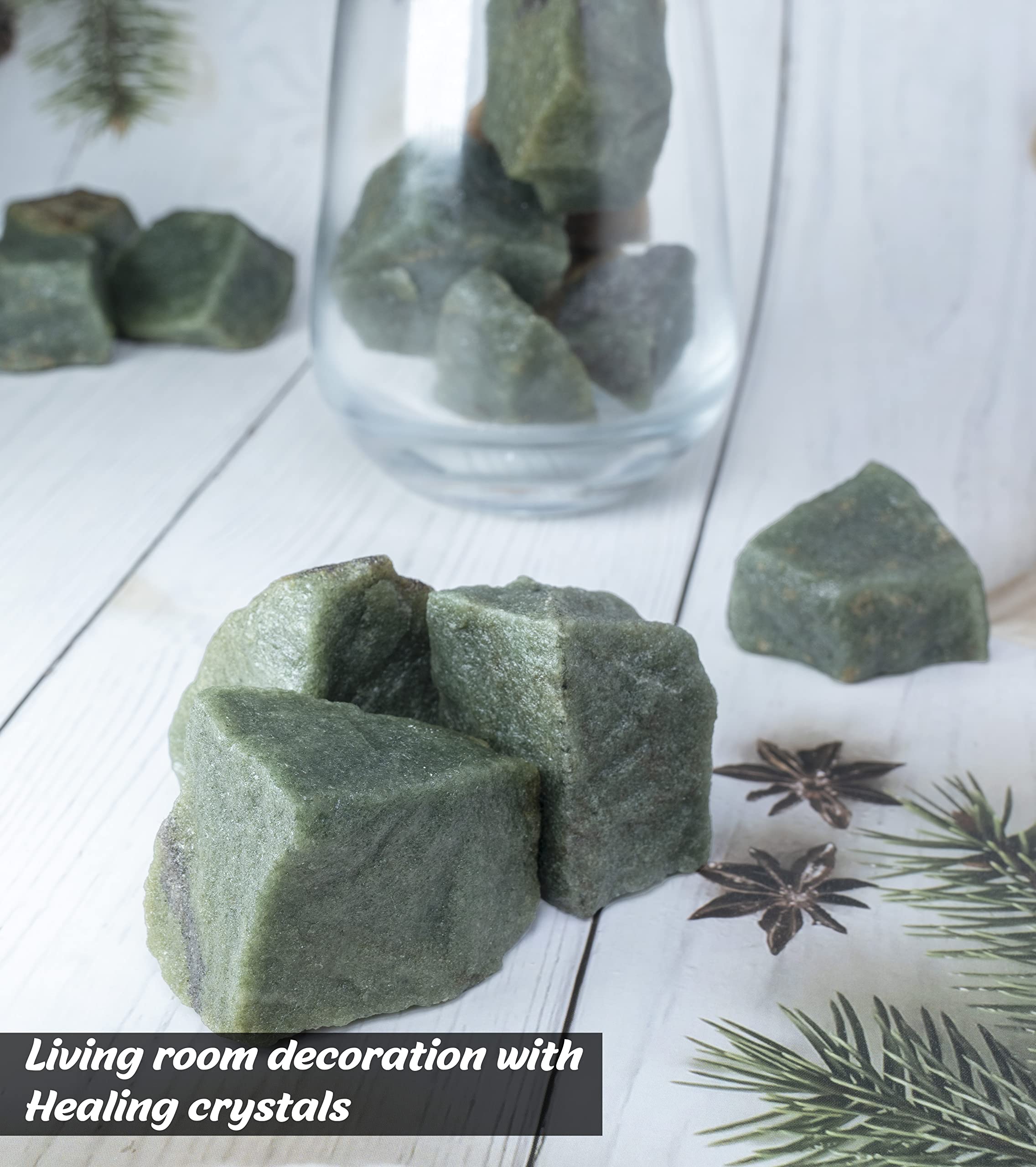 BEZAVO green aventurine rough crystals for Reiki and meditation practice.