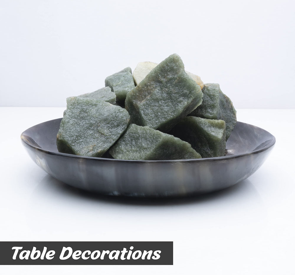 BEZAVO green aventurine rough crystals for tumbling and polishing projects.