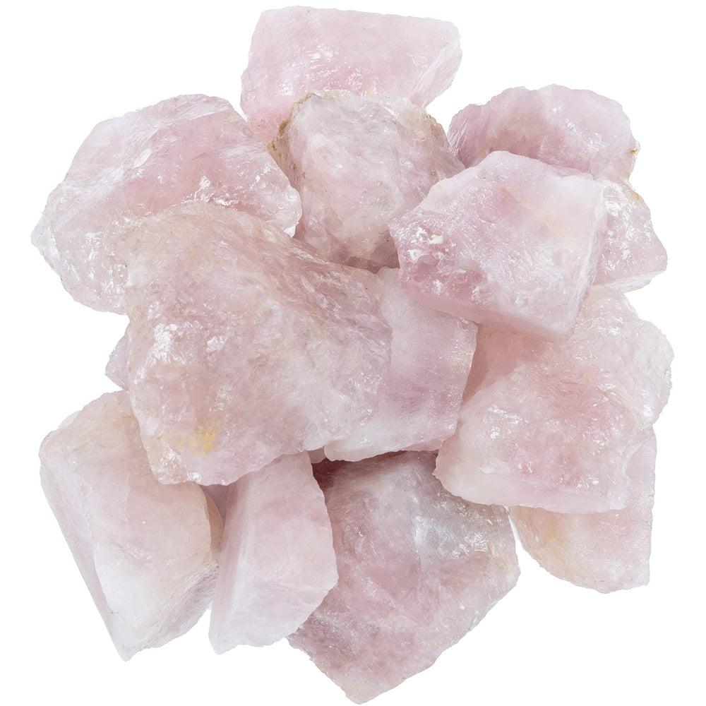 BEZAVO Rose Quartz rough stones in a tumbler setup for lapidary work