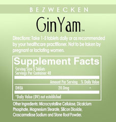 Bezwecken Gin Yam bottle scene; convenient daily dosing for energy and stamina.