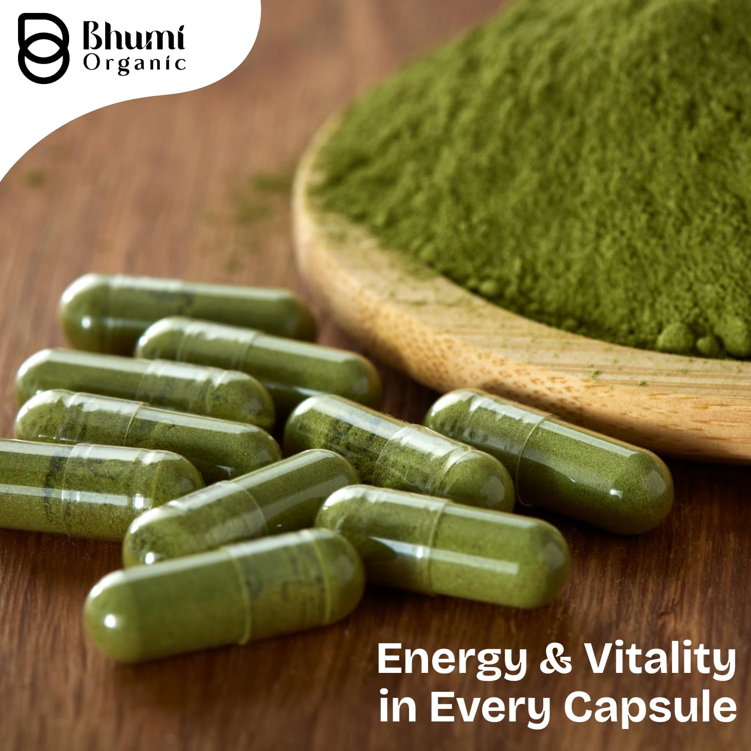 Bhumi Organic Moringa label close-up highlighting potency and quality