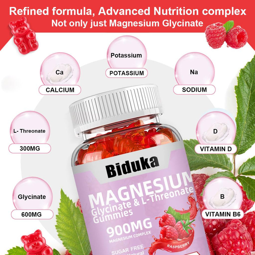Biduka 10-in-1 formula gummies with vitamin D, B6, and CoQ10.
