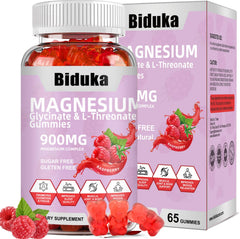 Biduka 900mg magnesium complex gummies bottle highlights high-potency relaxation blend.