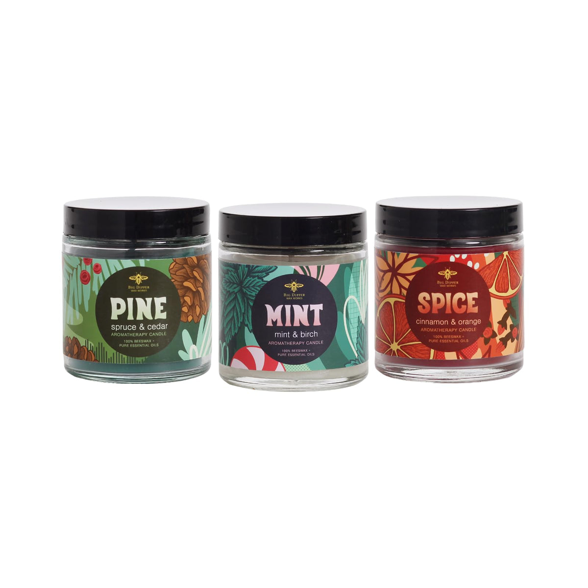 Big Dipper Wax Works mint candle for festive ambience and refreshing aromatherapy.