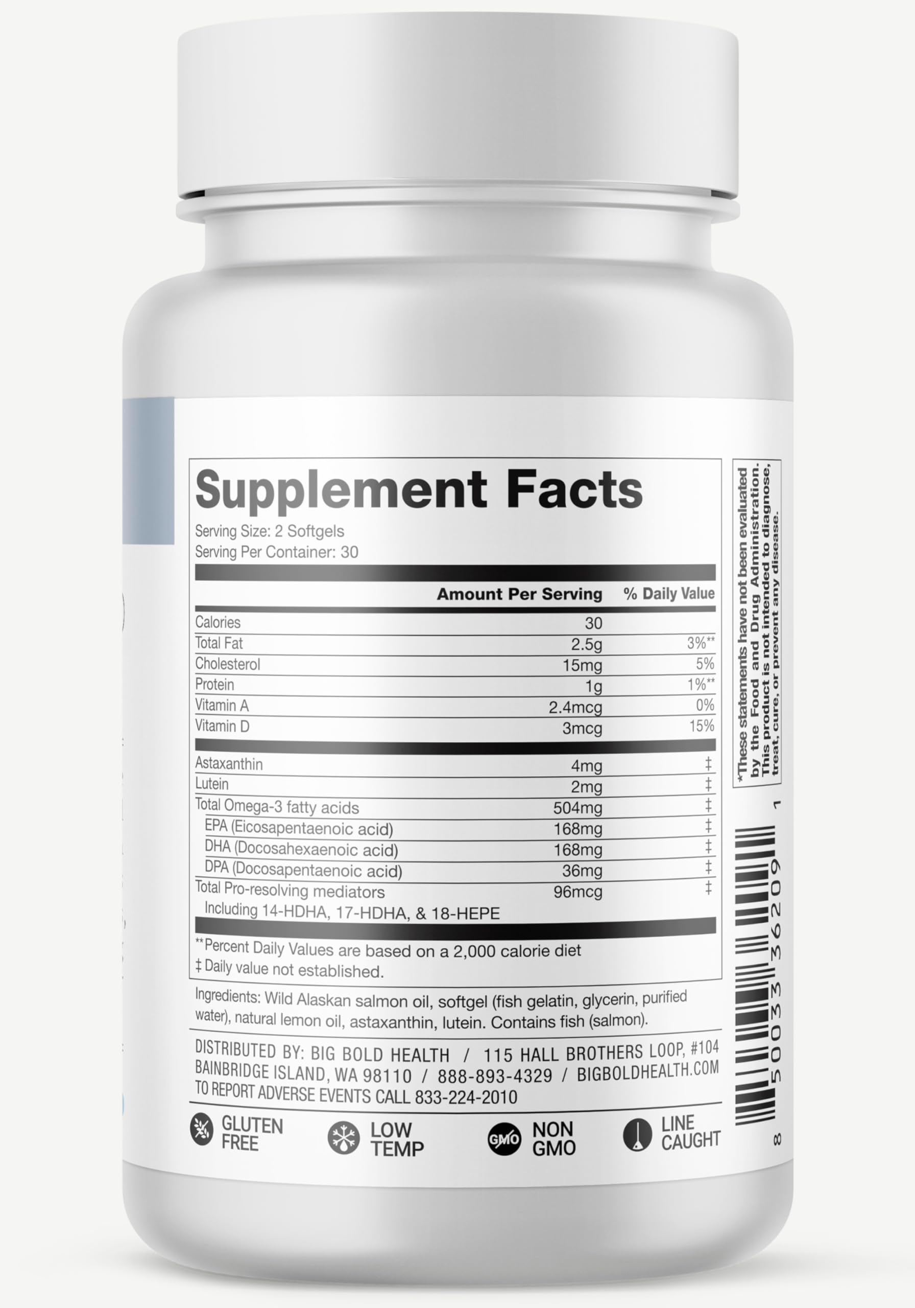 BIG BOLD HEALTH Lemon flavor softgels packaging signaling pleasant taste