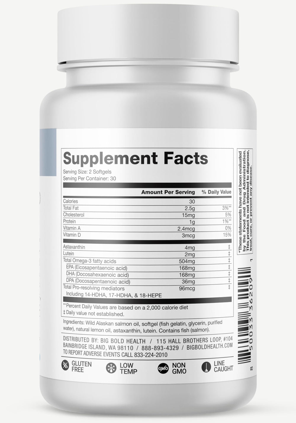 BIG BOLD HEALTH Lemon flavor softgels packaging signaling pleasant taste