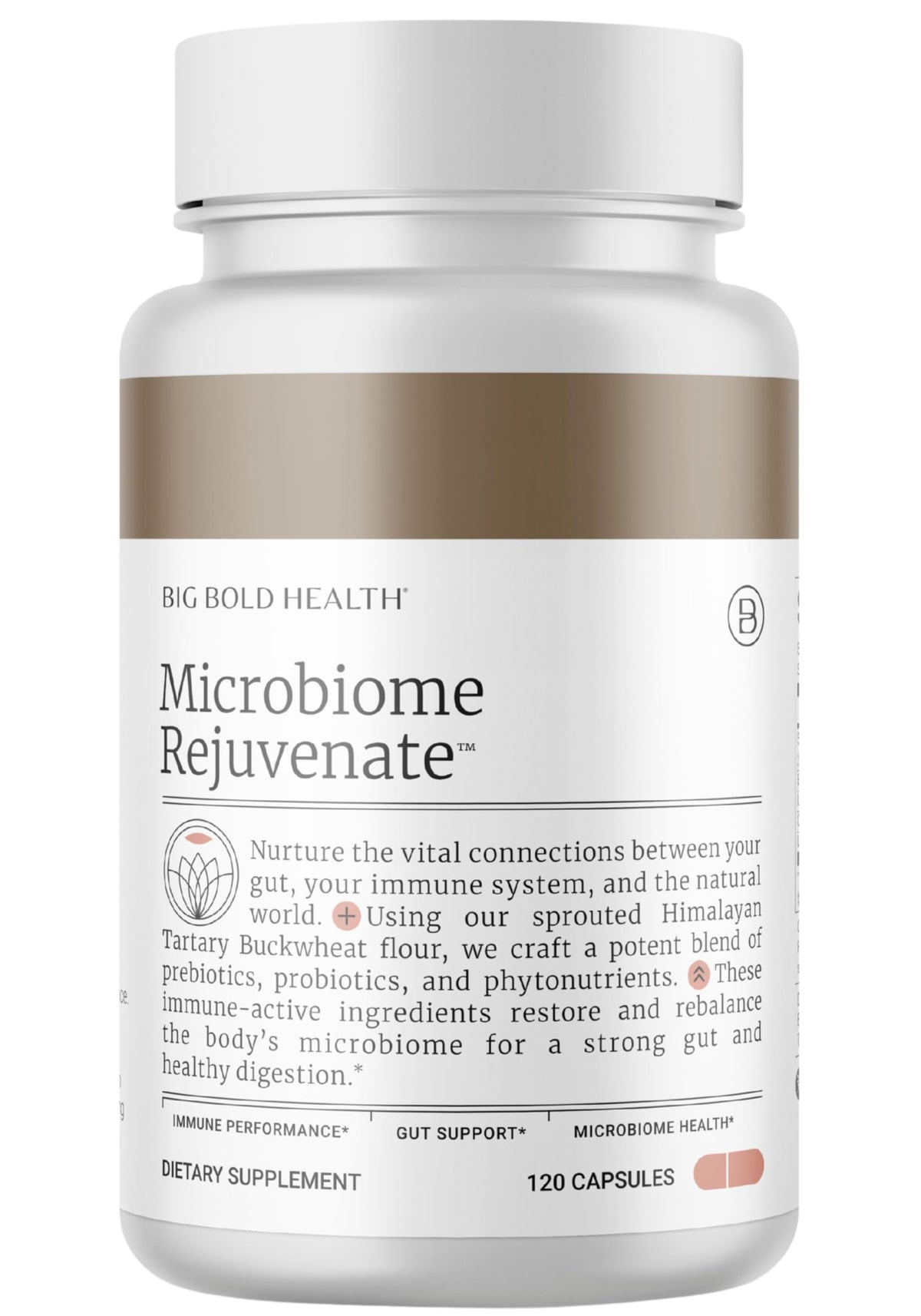 BIG BOLD HEALTH Microbiome Rejuvenate bottle label with gluten-free formulation