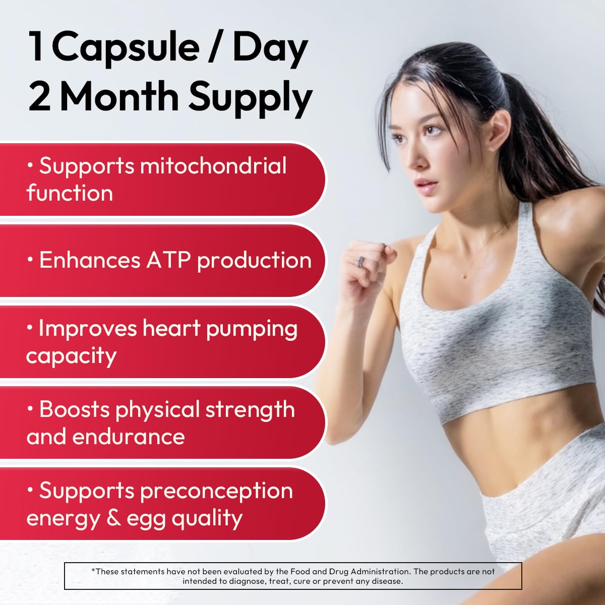 BIGVITA ubiquinol capsules close-up highlighting easy-to-swallow softgel for heart support.