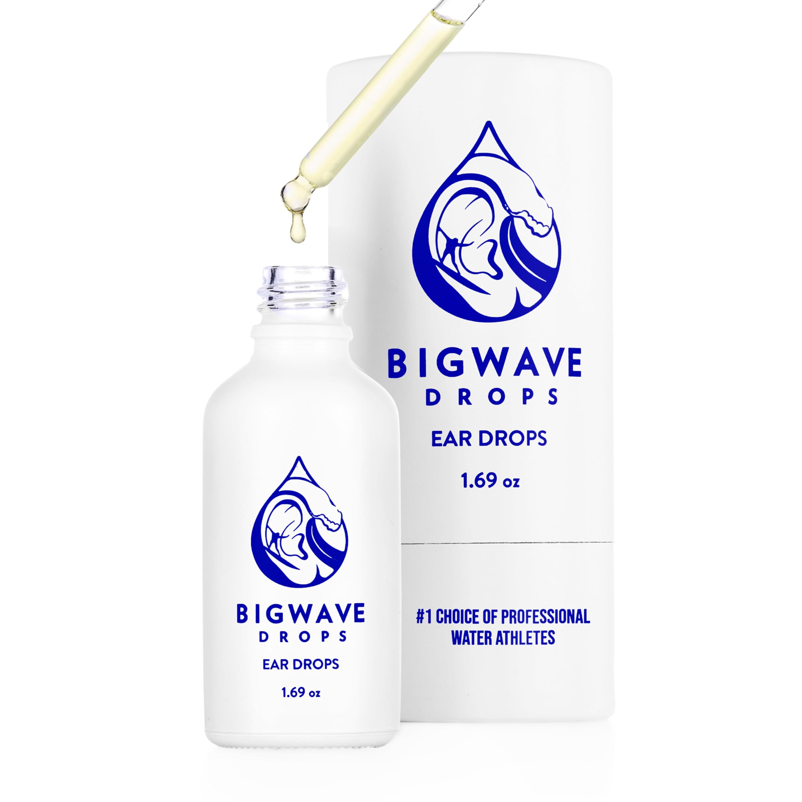BigWave Drops bottle showing fast-action formula for ear comfort after swimming