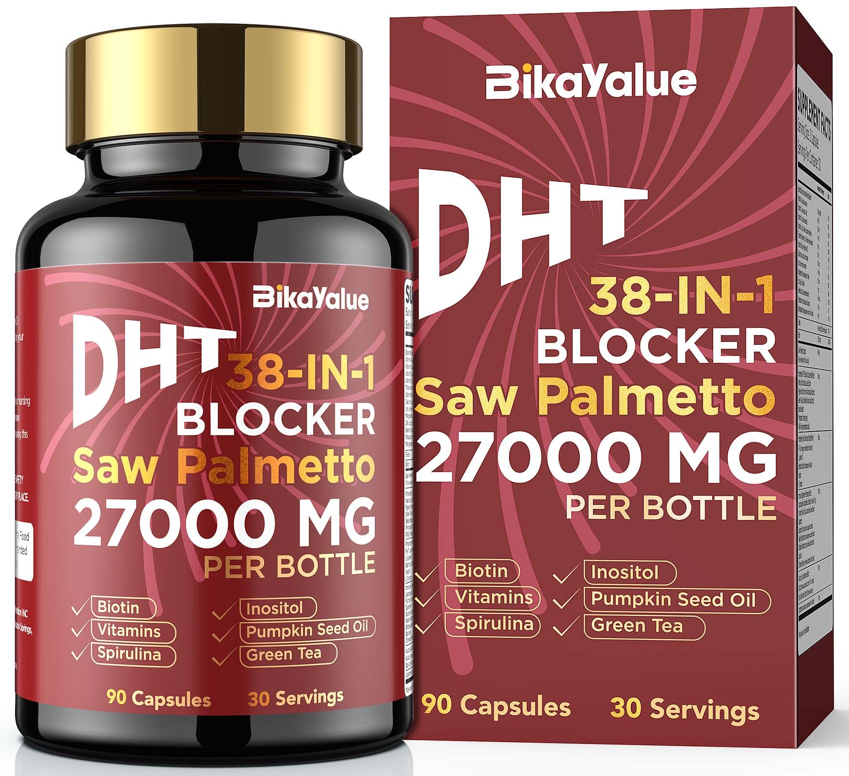 BIKAYALUE Saw Palmetto bottle label showcases premium packaging for daily use.