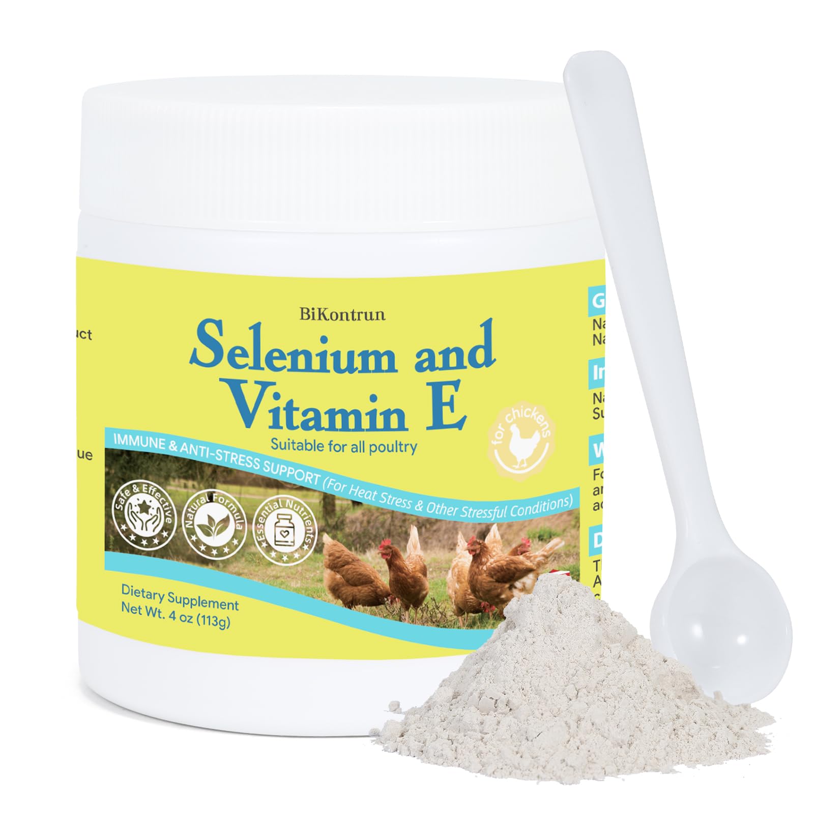 BiKontrun selenium vitamin e for chickens brooder flock benefits.