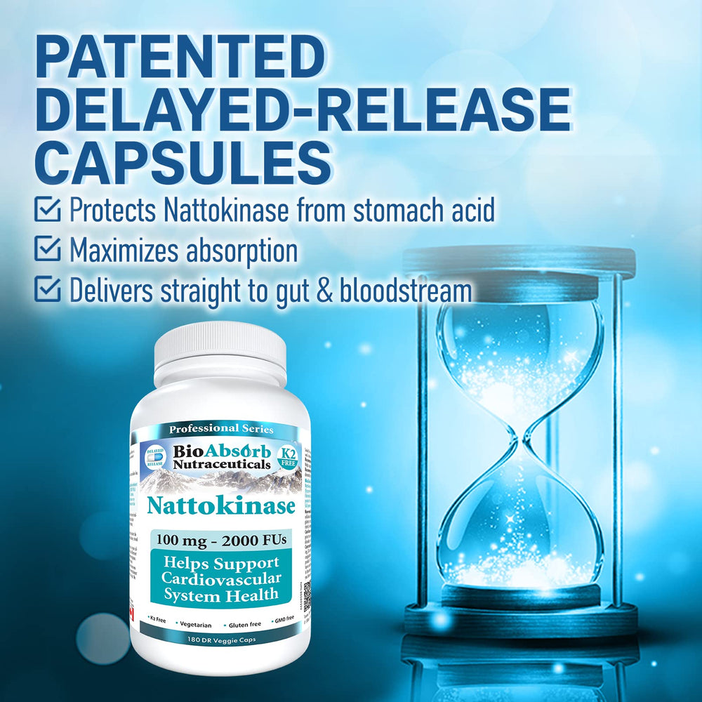 Bio Absorb Nattokinase delayed-release capsule protecting enzyme in the stomach