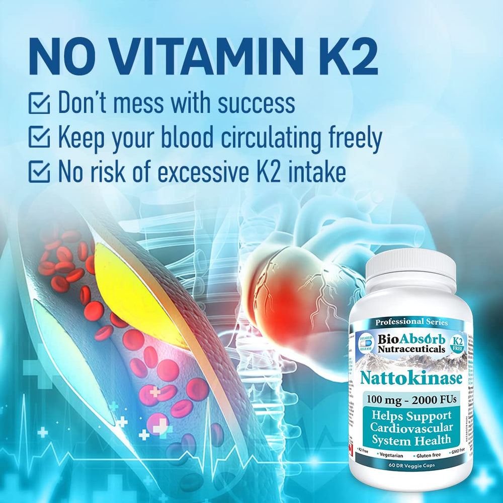 Bio Absorb Nattokinase bottle with non-GMO fermented soy source label