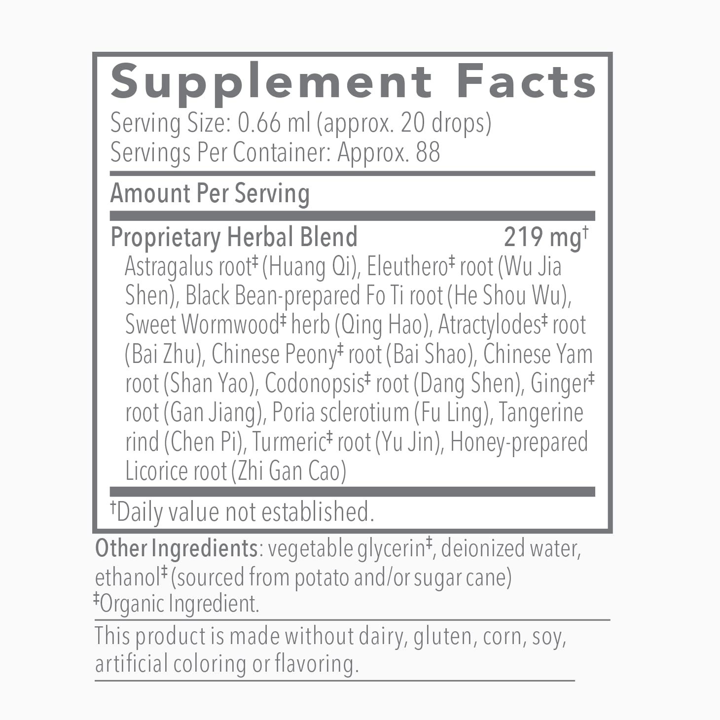Biotonic tincture bottle close-up highlighting liver and gut support.