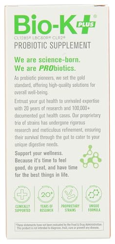 Bio-K Plus PoopBIOTIC capsules arranged for convenient daily intake