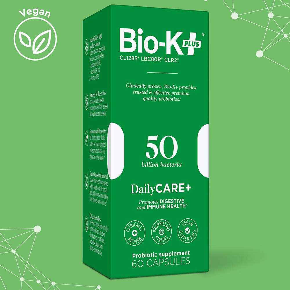 Bio-K Plus 50BIL capsules close-up suggesting easy daily use.