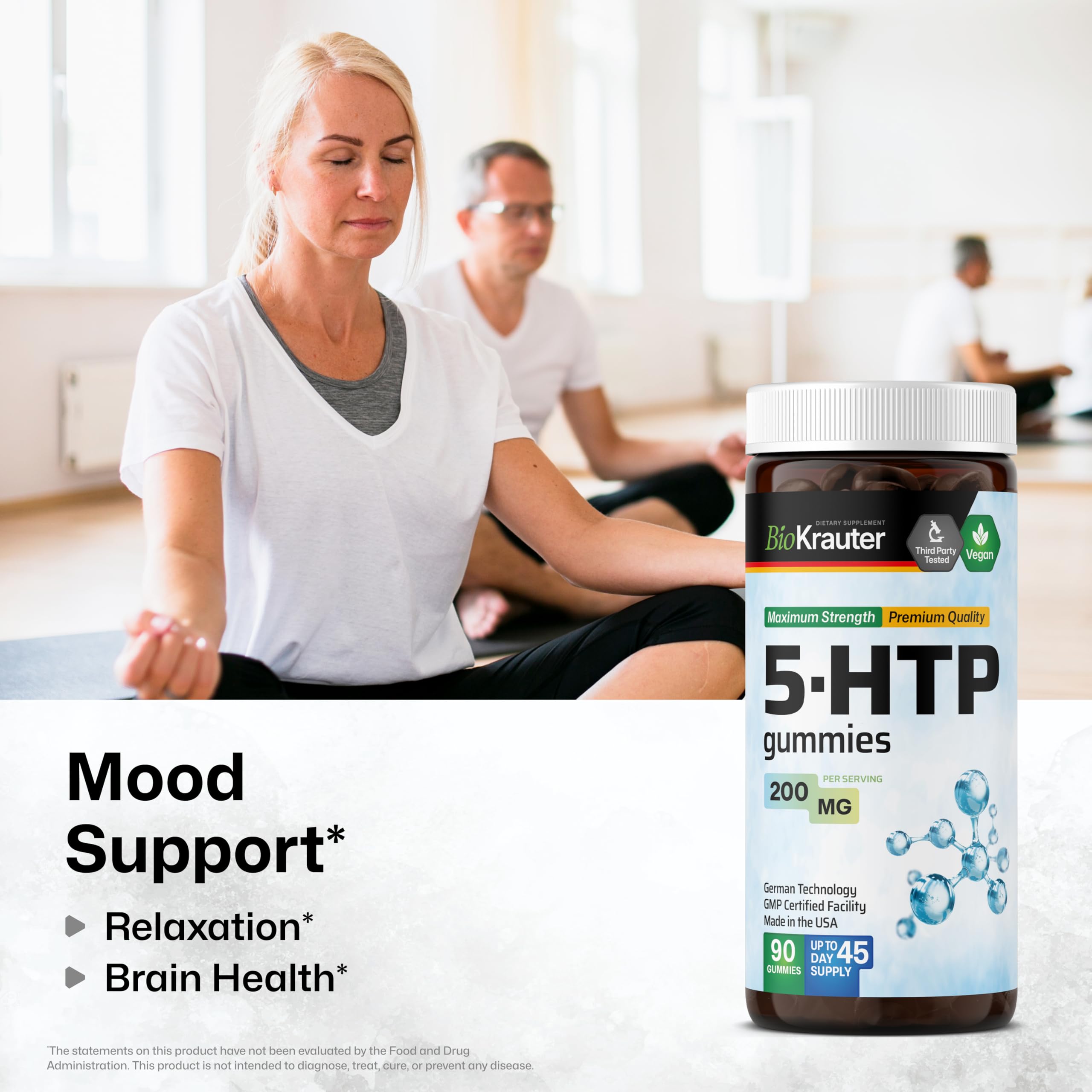BIO KRAUTER 5HTP Gummies with blueberry flavor offer natural relaxation