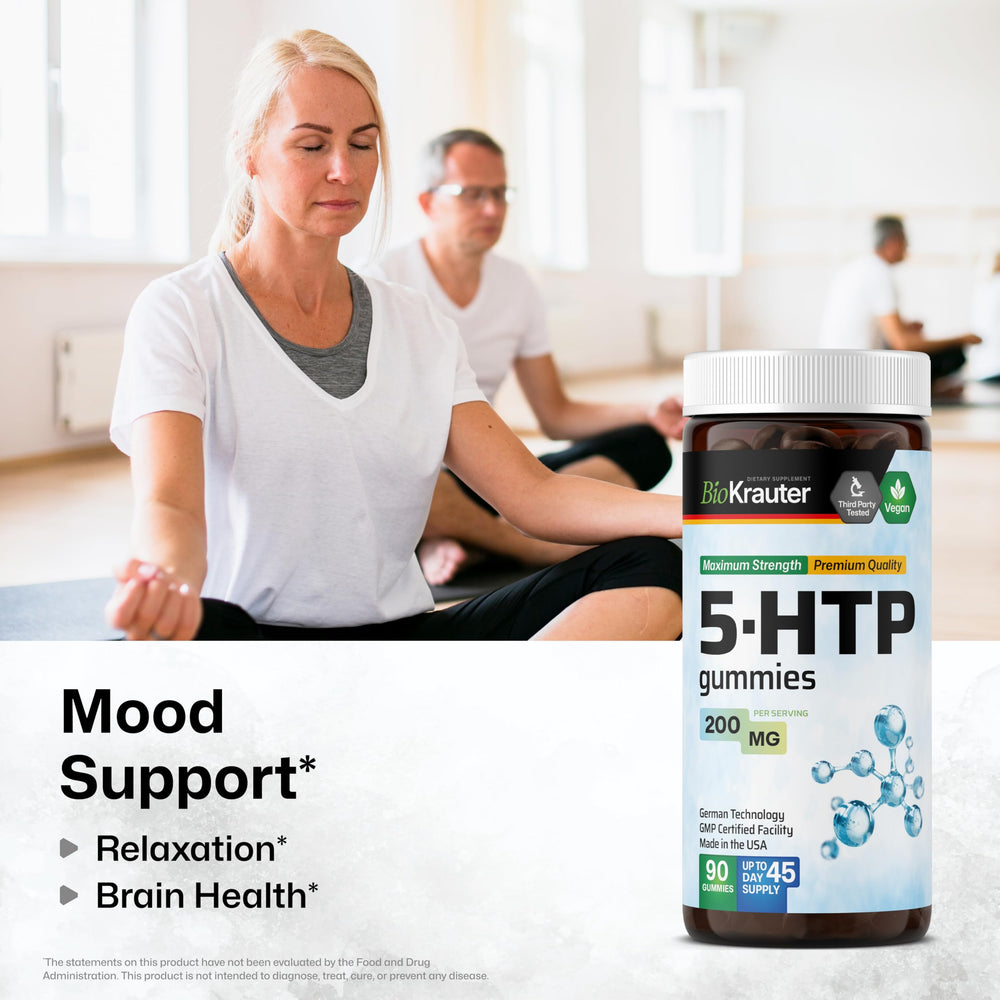 BIO KRAUTER 5HTP Gummies with blueberry flavor offer natural relaxation