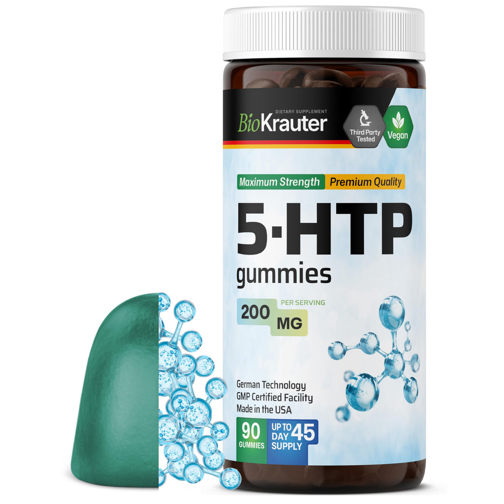 BIO KRAUTER 5HTP Gummies bottle for convenient relaxation