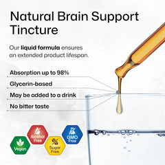 BIO KRAUTER Brain Support drops label shows water and glycerin ingredients.