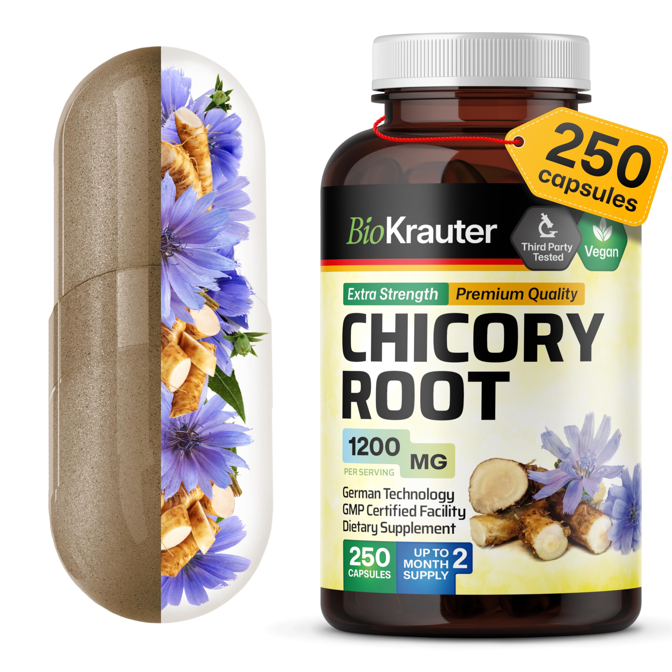 BIO KRAUTER chicory fiber supplement bottle for daily digestion support.