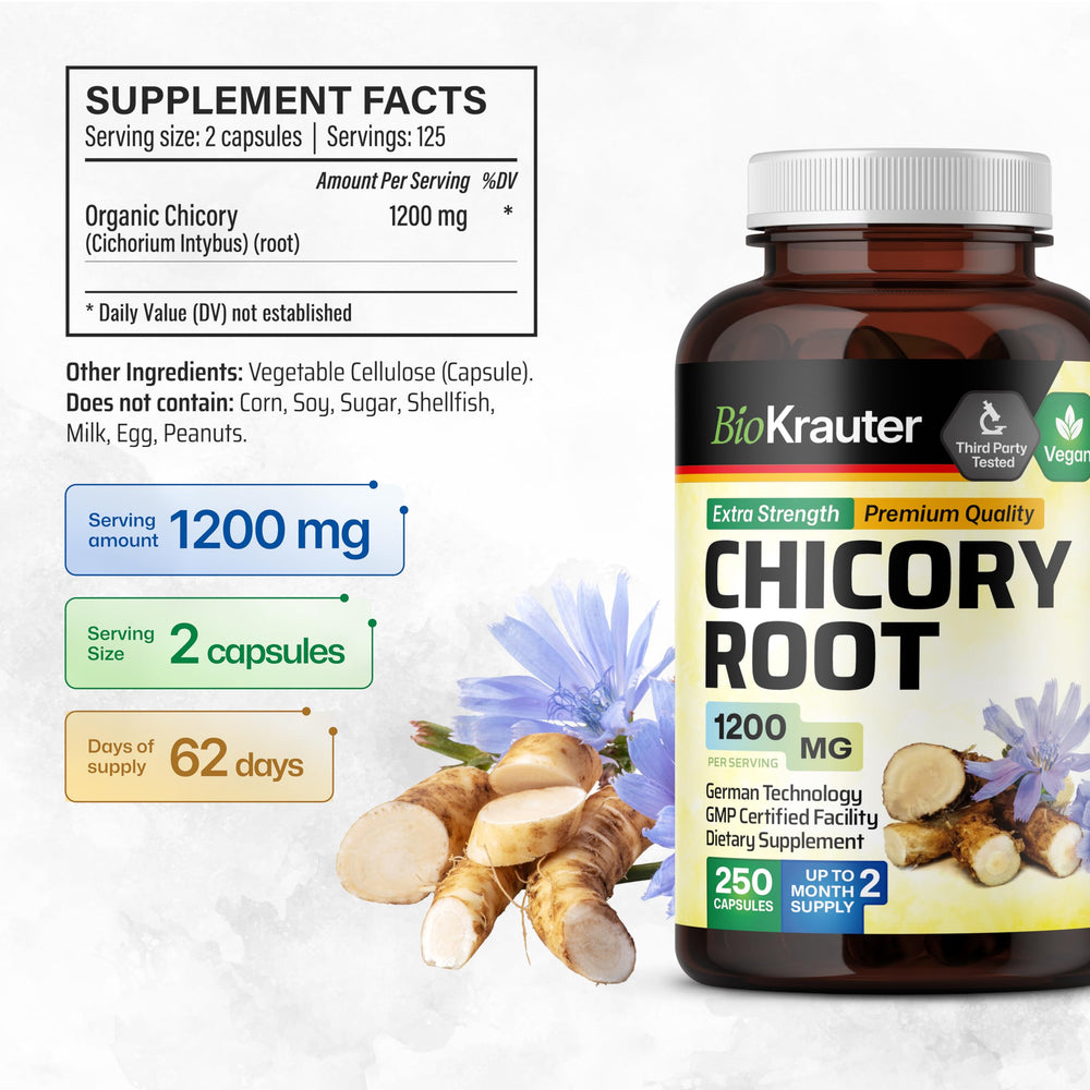 BIO KRAUTER chicory root capsules packaging front label.
