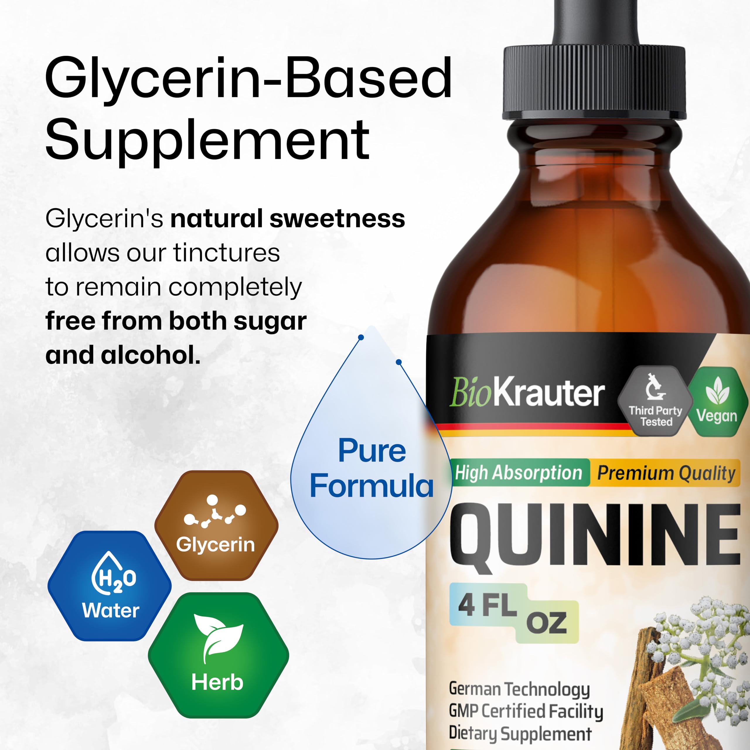 Cinchona bark extract packaging highlights pure ingredients.