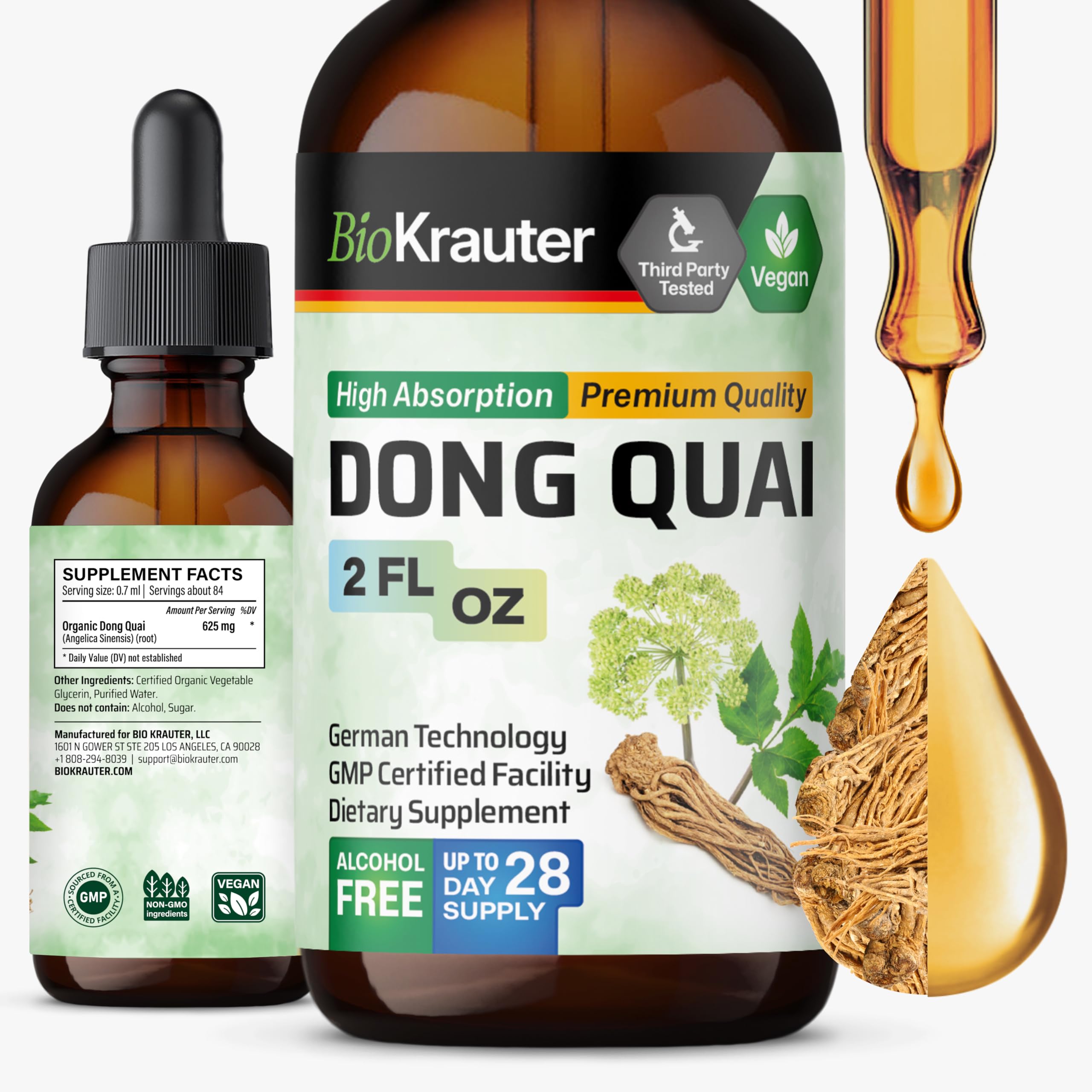 BIO KRAUTER Dong Quai Drops bottle for convenient daily wellness.