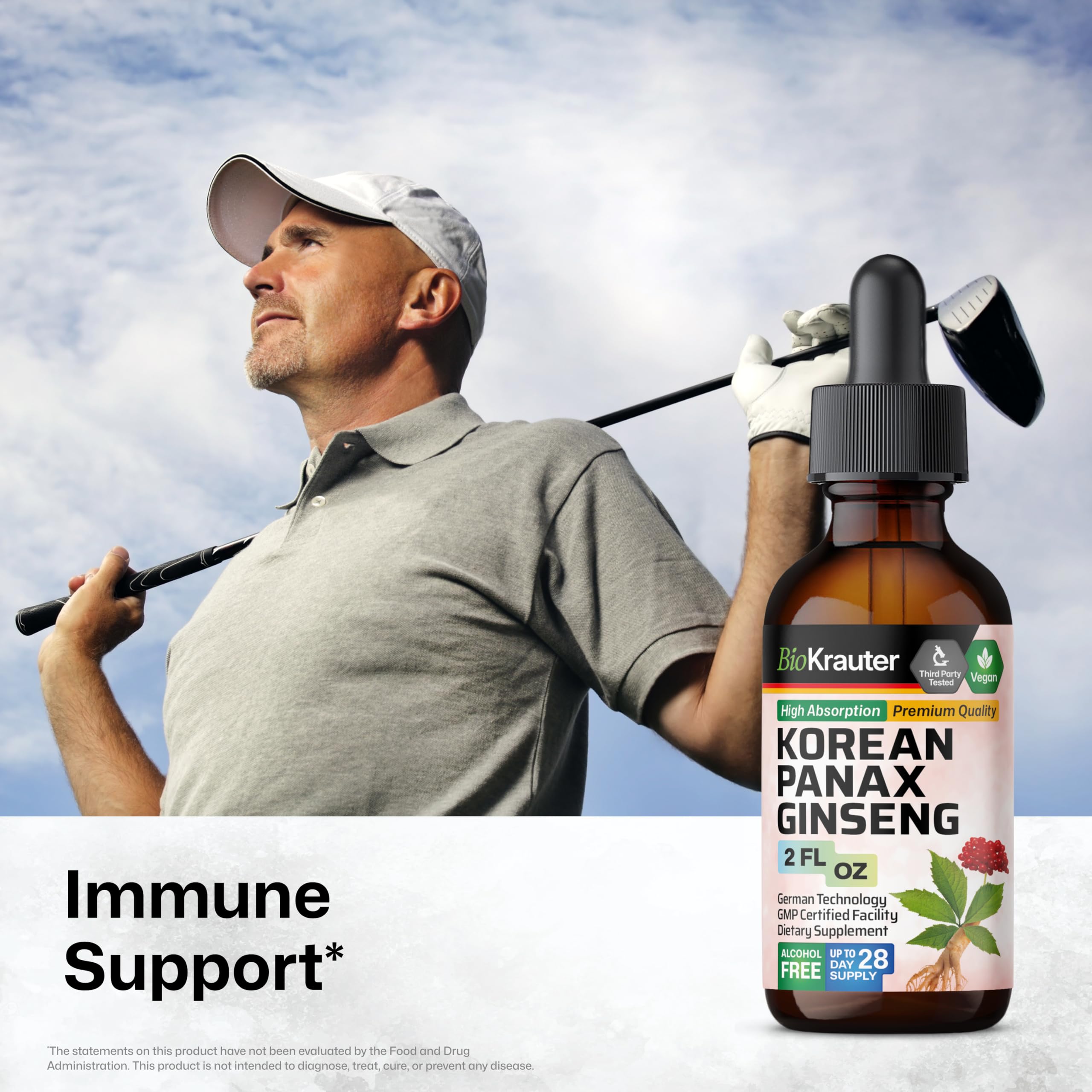 BIO KRAUTER Ginseng liquid drops dispense for quick, convenient focus on the go.